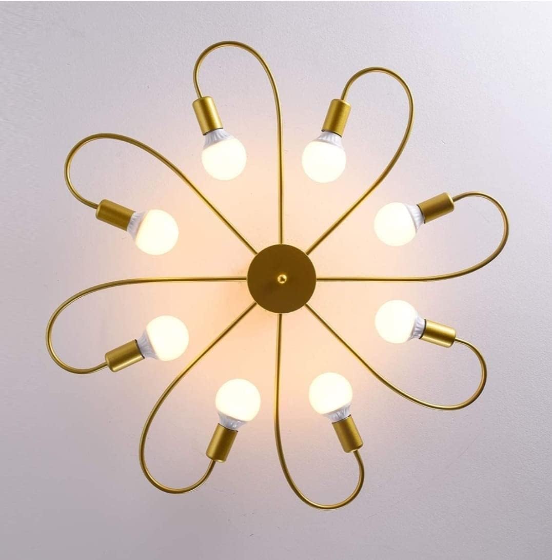 Prop It Up Brass Gold Finish Sputnik Chandelier with 8 Bulbs Flower Design European Style, 80 cm Diameter 4