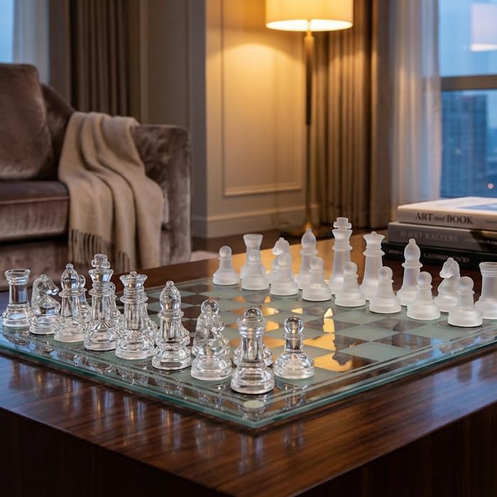 Juego de ajedrez de cristal de 10 pulgadas elegante miniatura 5