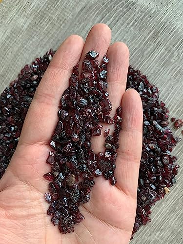Image of Garnet Chips - Natural Mini Garnet Stones, Crushed Undrilled Garnet, Semi-Tumbled Genuine Garnet (1 /8 lb)