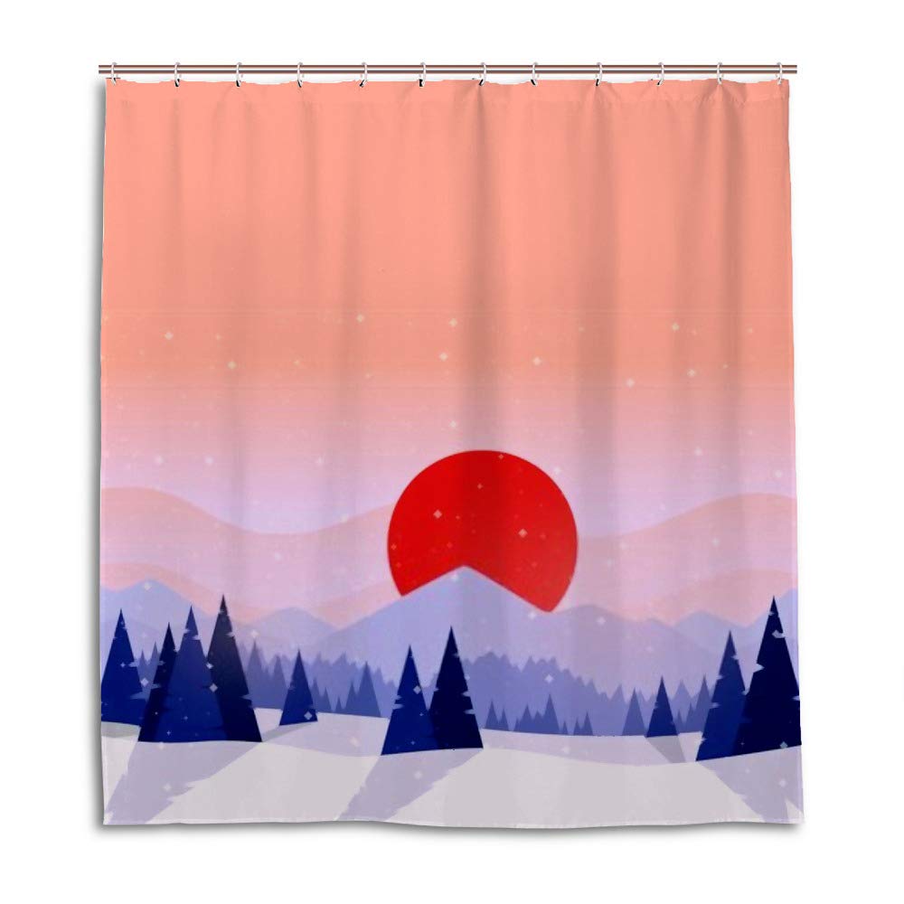Rideau de bain lavable en machine polyester étanche à motif japonais