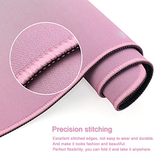 11.8X23.6 Inches Large Gaming Mouse Pad Mat With Stitched Edge Non-Slip Rubber Base Washable Resilient For Office Computers Laptop Table Mouse Pads Mats Accessory (Pink Flowers) #TOP6