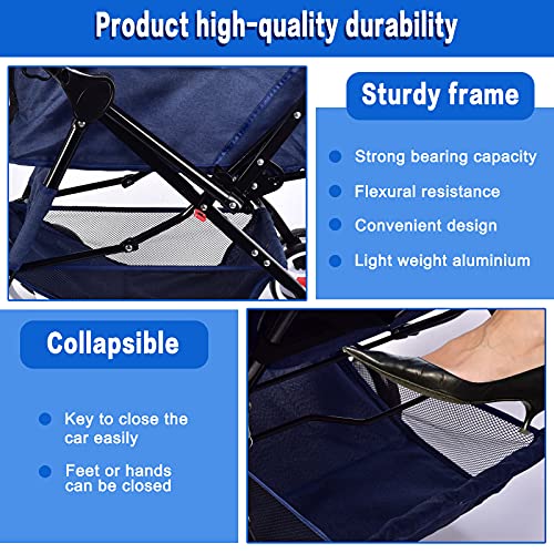 Dog Stroller with Reversible Handle Folding Pet Stroller for Dogs/Cats with 4 Wheels Puppy Stroller for Small or Medium… - Image 4