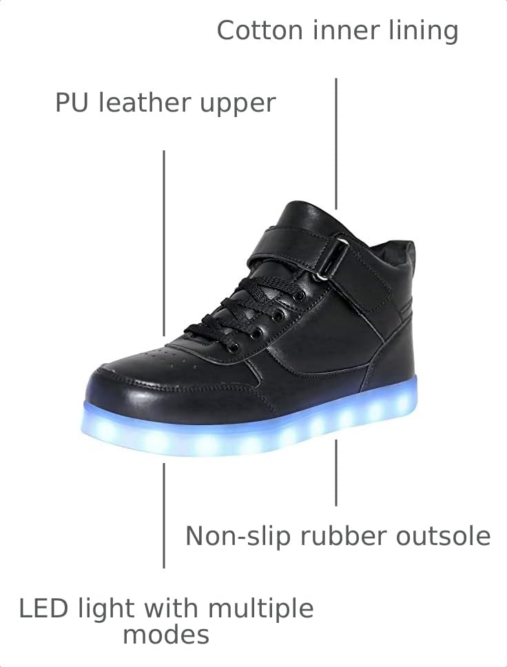 Image of JEVRITE Unisex LED Light Up High Top Sneakers - USB Charging for Women & Men - Couples Shoes