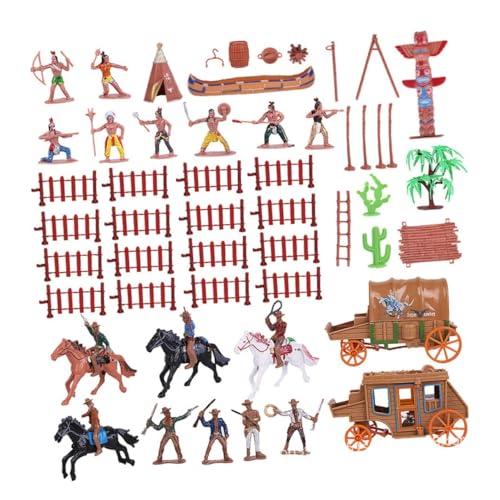 Hohopeti 43 Piezas Figuras Miniatura de Simulación Vaqueros y Indios del Oeste Modelos Realistas para Decoración y Escenarios Miniatura