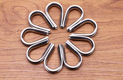 Penta Angel M6 304 Stainless Steel 7/32" - 1/4" Diameter Wire Rope Cable Thimbles Rigging 20PCS (M6)