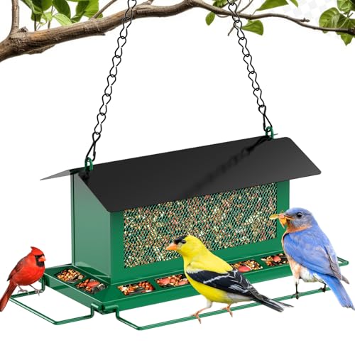 HAVENATURE Bird Feeder for Outdoor Hanging, Large Birdfeeders with Multi Feeding Ports - Heavy Duty Metal Bird Feeders for Outside Hanging, 4 Lb Large Capacity Birdfeeder to Attracting Birds
