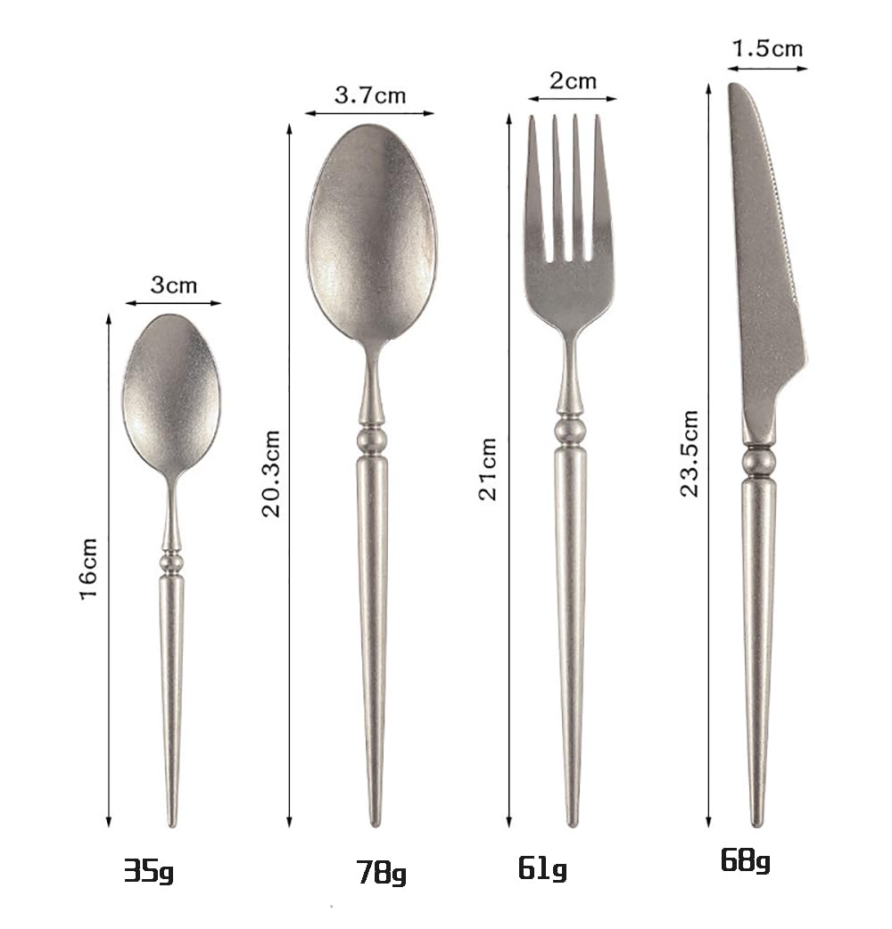 Ensemble De Couverts en Acier Inoxydable Forgé Mat, 32 Pièces (Cuillère, Fourchette, Couteau), Service De Table Classique Et Élégant pour 8 Personnes.