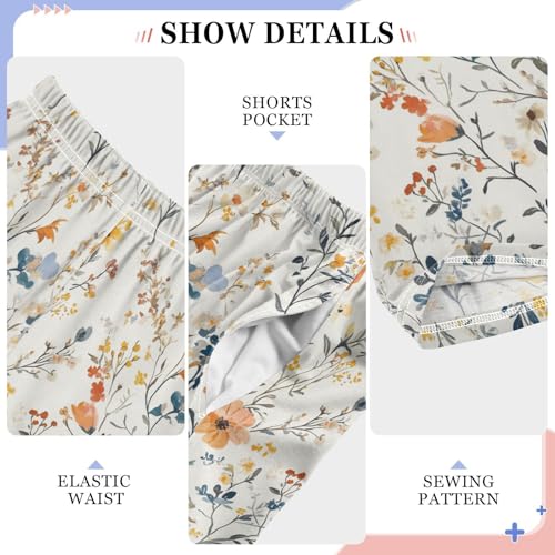 Boys' Pants Simple Bohemian Wildflowers Long Bottoms Jogger Pants Elastic Waist Trousers with Pockets S-XL4