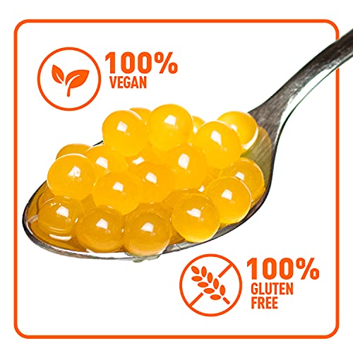 FRANKLY Popping Boba Bosbes, pot van 450gr - Fruitparels voor Bubble Tea, Yoghurt, Taarten en Snoep (Mango, 450g) - Image 3