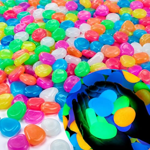 Image of 300 Pcs 1.8 Inch Large Glow in The Dark Rocks Glow in The Darks Pebbles Outdoor Fish Tank Rock Aquarium Luminous Stone for Landscaping Succulent Plant Decor, 4700g /10.36lbs (Multicolor)