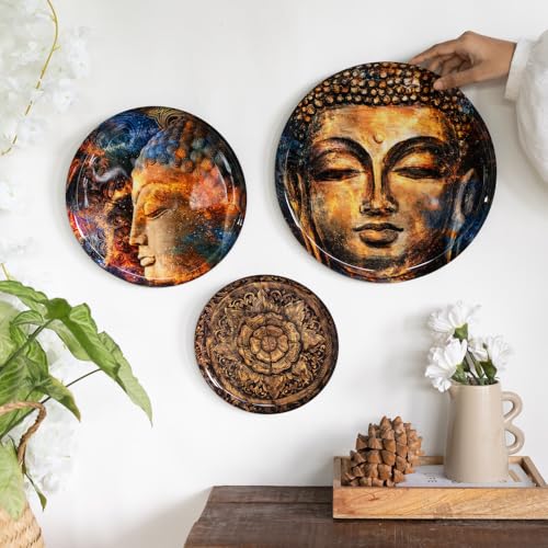 RITUALISTIC Nirvana Iron Wall Art Plates – Set of 3 Decorative Plates | Contemporary Metal Wall Decor | Modern Wall Hanging for Living Room, Bedroom & Home Interiors - Image 3