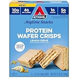 Atkins Lemon Wafer Crisps, Protein Snack, 10g Protein, 4g Net Carbs, 1g Sugar, 5g Fiber, 5 Count
