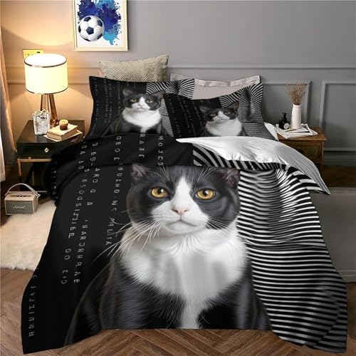 Housse de Couette Chat Illusion d'Optique pour Déco Chambre Ado Originale