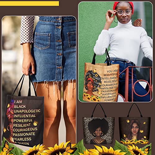 Image of Silkfly 4 Pack African American Tote Bags Gifts for Black Women Shoulder Handbag Afro Satchel Sister Bag for Work Travel