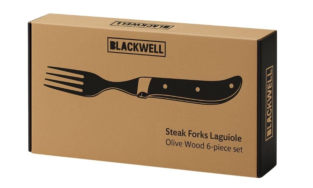 Blackwell Fourchettes à steak Laguiole - Bois d'Olivier - 6 Pièces