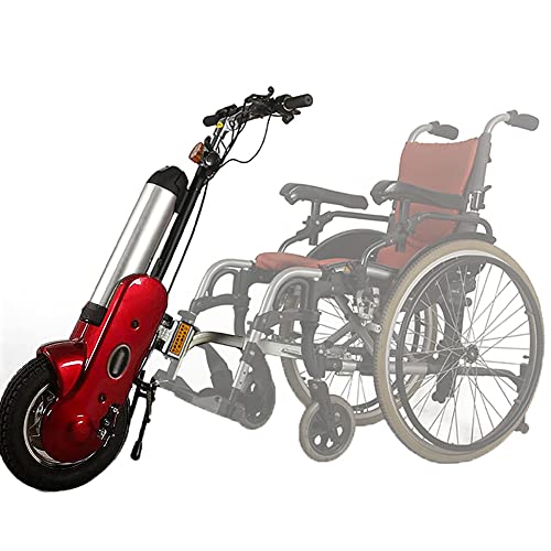 12インチ 車椅子牽引装置 フロントライト付き 400W 電動ハンドサイクル車椅子アタッチメント 36V 15 Ah バッテリー 航続距離: 35km 3速 LCDディスプレイ 取り付け・取り外し簡単 RedB