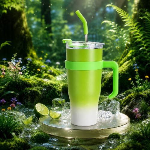 DHB Summer Lime Series 40 oz Insulated Tumbler with Handle, Stain...