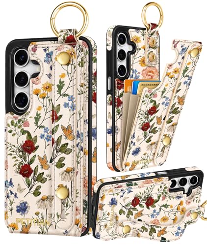 Étui portefeuille Samsung Galaxy A16 5G Petitian avec porte-carte motif fleur de vin pour femme