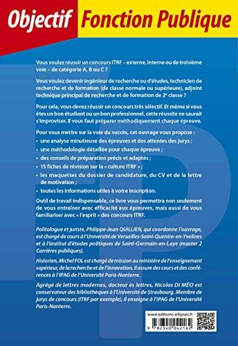 Calendrier Concours Itrf 2023 Amazon.fr - Concours Itrf Ingénieurs, Techniciens De Recherche Et Formation  De Catégorie A, B Et C - Di, Méo Nicolas, Fol, Michel, Quillien, Philippe -  Livres