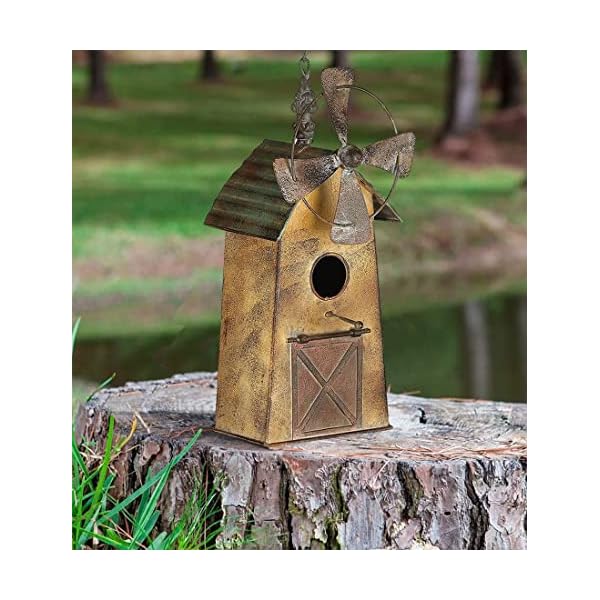 MOCOME 13" H Metal Bird Houses for Outside Hanging Birdhouses Outdoor (Windmill)