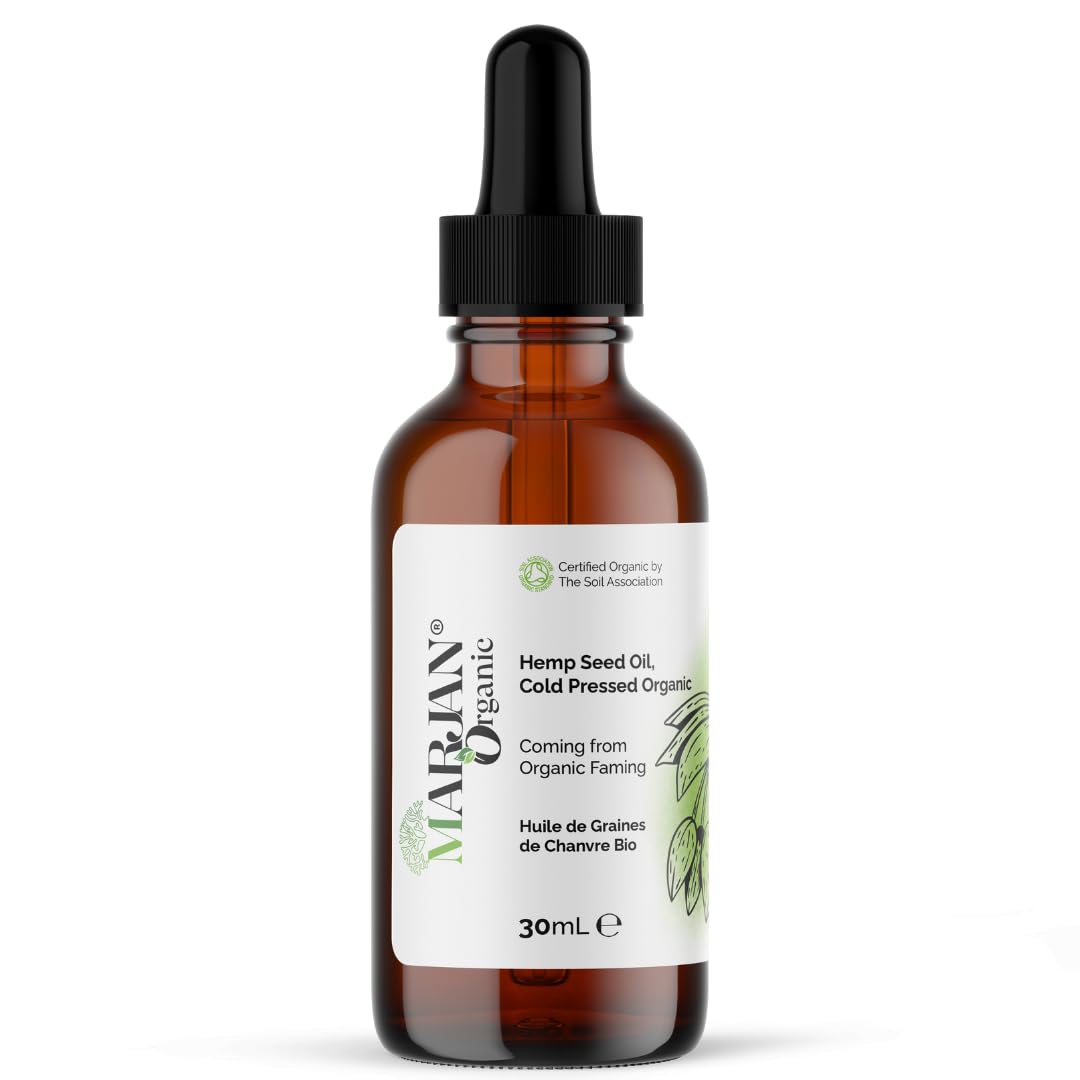 Hemp Seed Oil 30ml - Certified Organic, 100% Pure Cold-Pressed, Extra Virgin - Moisturising & Nourishing Oil for Face, Hair & Skin - Natural Pain Relief & Anti-Inflammatory