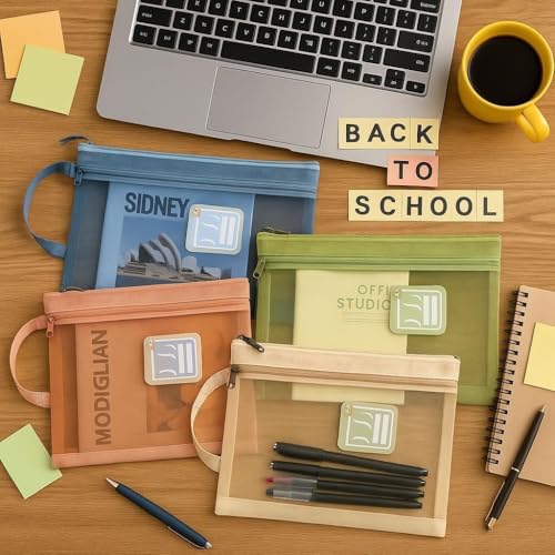 Image of Shuttle Art A4 Waterproof Mesh Zipper Document Pouch Clear PVC File Organizer with Handle Transparent Zip Folder Bag for School Office Travel Pastel Document Holder Stationery Storage Envelope Case