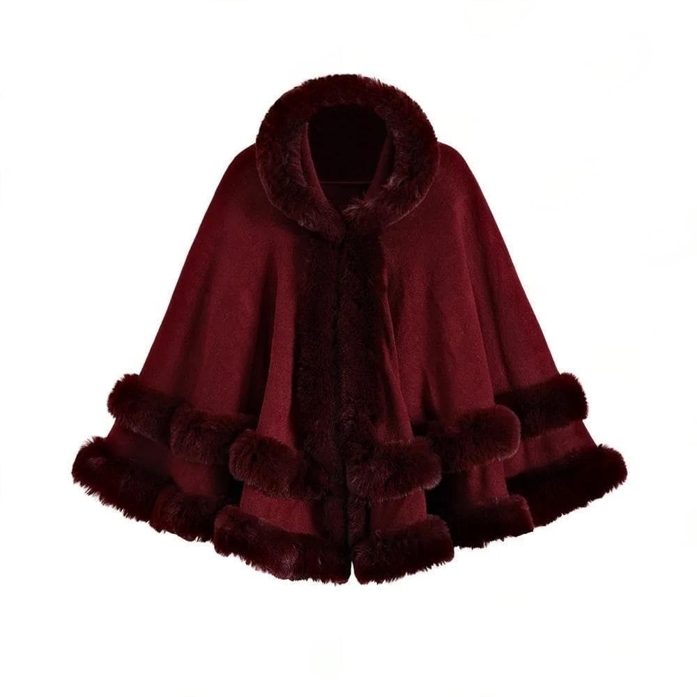 Cape-Mantel for Damen, Schals und Stolen, Abendkleider, Umhang mit Kunstpelzkragen, Pashmina-Jacken mit Rüschensaum