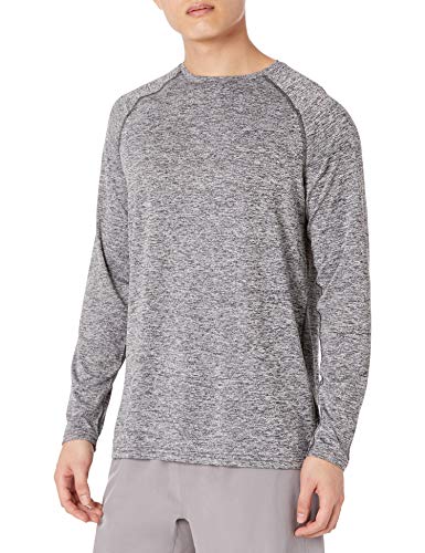 Amazon Essentials Men's Tech Stretch Long-Sleeve T-Shirt - Discontinued Colors, Dark Grey Heather, Medium