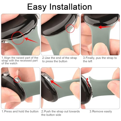 Correas de silicona Vanjua para Google Pixel Watch 41mm 4 unidades miniatura 7