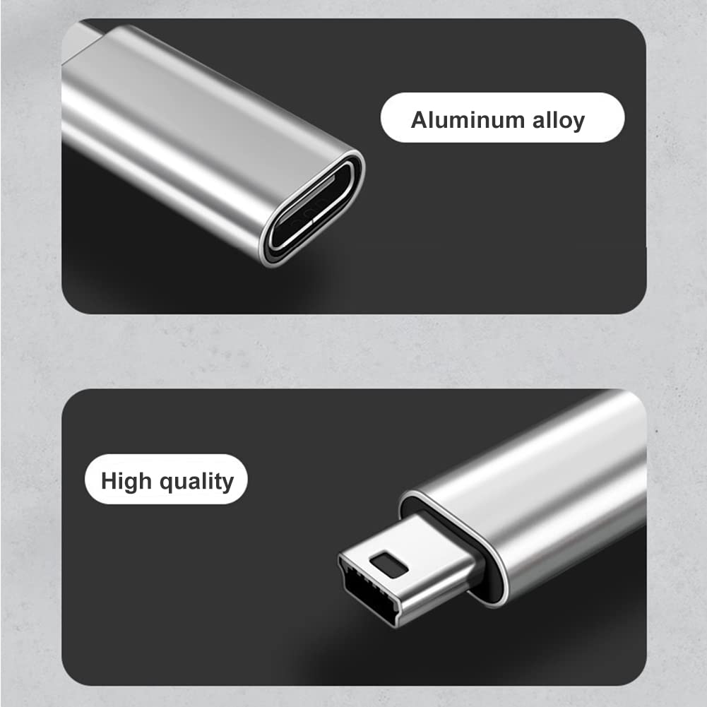 EasyULT Adattatore da USB C a Mini USB 2.0 2 Pack, Adattatore da Mini USB a USB C per la Connessione di Laptop/Tablet Compatibili, Lettori MP3, Fotocamere Digitali ecc.(nero