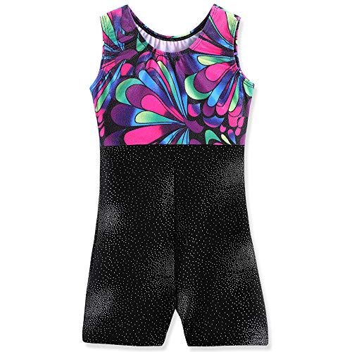 Belovance Leotards Girls Gymnastics With Shorts Girls Gymnastics Leotards For Girls Apparel Size 5 6 Sparkle Flowers Sleeveless Biketards Hotpink Black thumb #1