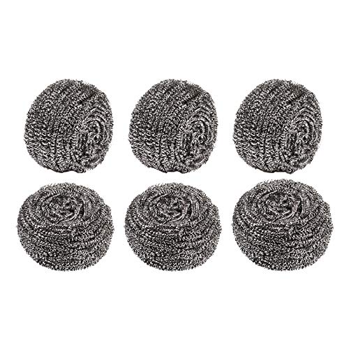 Comfecto 6 Pcs Stainless Steel Scrubber Dish Scrubber, Scouring Bathroom Kitchen Dish Scrubber as Metal Scrubber Steel Wire Sponge Dishwashing Scrub to Remove Grease Oil Dirt Stain Without Scratch