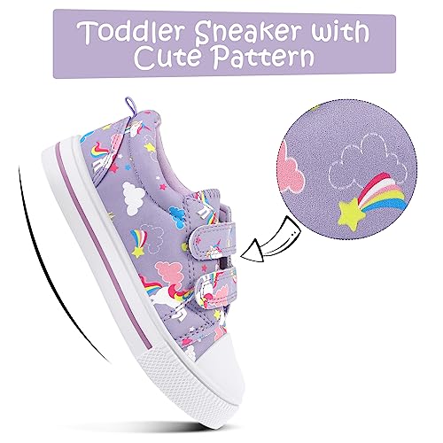 K KomForme Toddler Sneakers for Boys and Girls Dual Hook and Loops Sneakers Baby Canvas Shoes