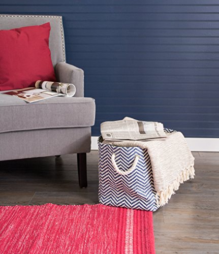 Dii Chevron Woven Paper Storage Organizer Bin Laundry Hamper, Organize Clothing, Toys, Pet Supplies, Accessories, Kids & Baby Nursery Basket, Small Rectangle, Nautical Blue #TOP6