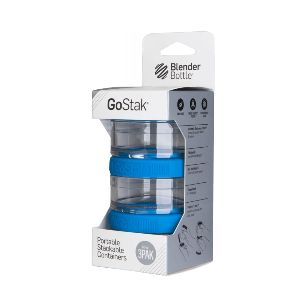 BlenderBottle GoStak 2Pak, Contenedor de suplementos alimenticios, cyan, Pak de (2x150ml) — view 26