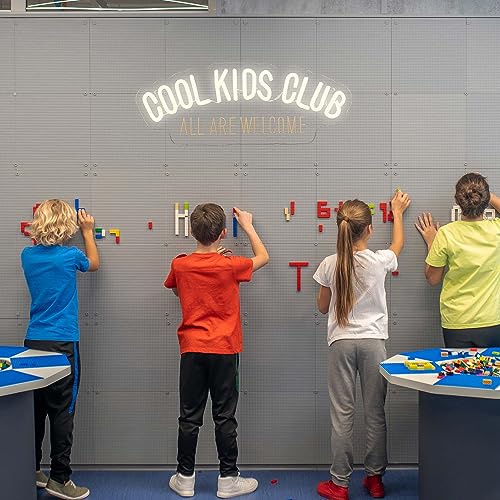 Image of Cool Kids Club Neon Sign, All Are Welcome Neon Light, Handmade LED Neon Baby Room Light, Dimmable USB Neon Lights for Kids Bedroom Baby Nursery Room Playroom Wall Decor Party Gift(6.1 * 15.7in)
