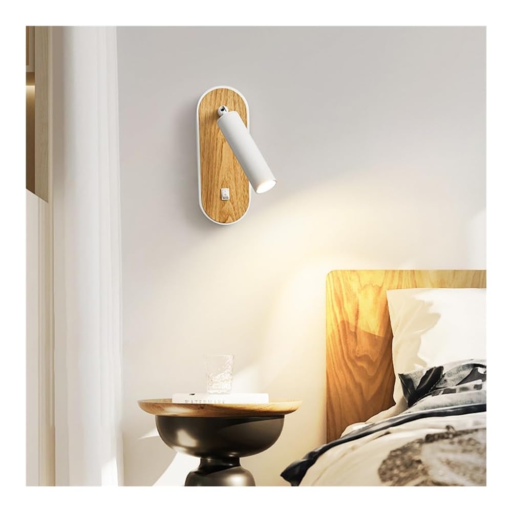 Genérico Lámpara de Pared Moderno Aplique de Pared LED de Aluminio con Veta de Madera Contemporánea para Dormitorio Sala de Estar Lectura Junto A La Cama (Veta de Madera Original)