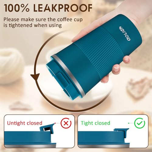 Image of Travel Mug, Insulated Coffee Cup,Double Walled Travel Mug Vacuum Insulation Stainless Steel with Leakproof Lid Eco-Friendly Reusable Cup for Coffee,Tea and Beer