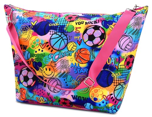 iscream + Corey Paige Designs 23.5" x 16" Weekender Travel Tote Bag with Vibrant Nylon Exterior and Adjustable Strap - Sporty Girl3