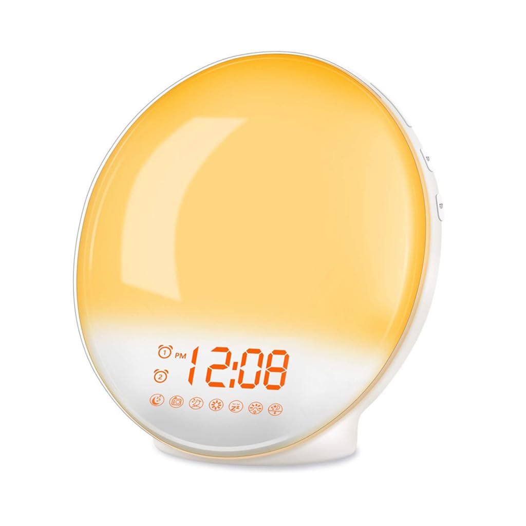 HASTHIP® Wake Up Light Sunrise Alarm Clock for Kids, Heavy Sleepers, Bedroom, with Sunrise Simulation, Sleep Aid, Dual Alarms, FM Radio, Snooze, Nightlight, Daylight, 7 Colors, 7 Natural Sounds