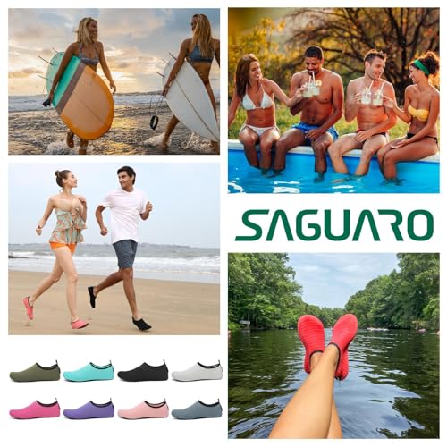 SAGUARO Badeschuhe für Herren Damen - Schnell Trocknend Barfuß Wasserschuhe Seeigel Schwimmschuhe Aquaschuhe Surfschuhe Tauchschuhe mit Drainagelöcher Schwarz Gr.42/43
