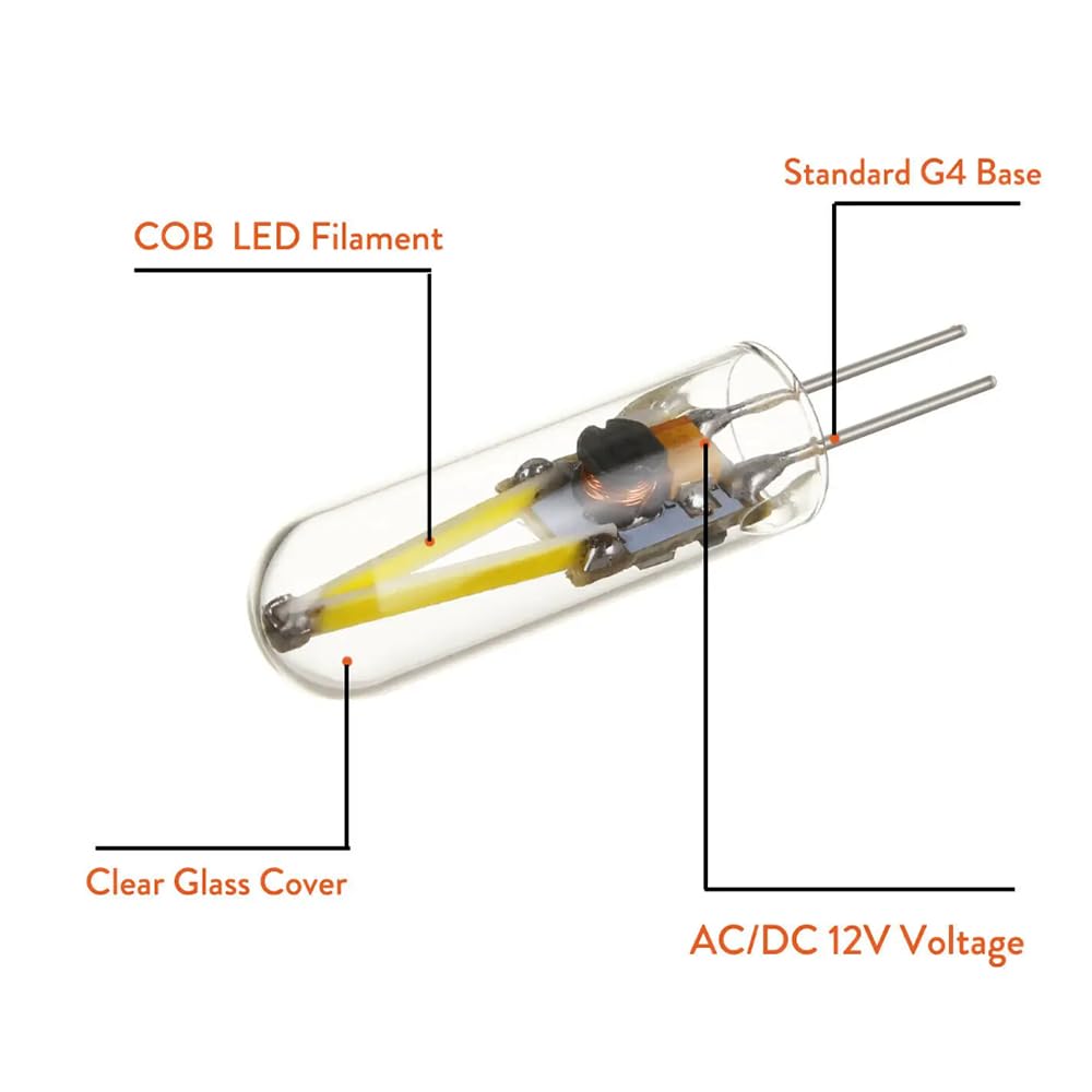 16 Stück G4 COB LED 1.5W Glühbirne Halogen Lampe Klarglas Kronleuchter Spotlight Warm Weiß Kalt Weiß Raumdekoration,Warm white