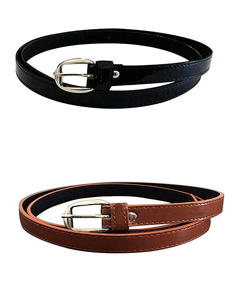 Women's,Ladies's,Girl's Synthetic Leather Belt For Jeans,Combo of Formal Casual Belts For Women Girls Free Size Fit on Upto 36Inch Waist Black Brown Color(Pack of 2)-image-44
