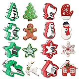 Christmas Cookie Cutter Set - 8 Piece Holiday Cookies Molds with Comfort Grip for Xmas Party Supplies/Favors - Including Glove, Snowman, Gingerbread Man, Star, Snowflakes, Christmas Tree, etc