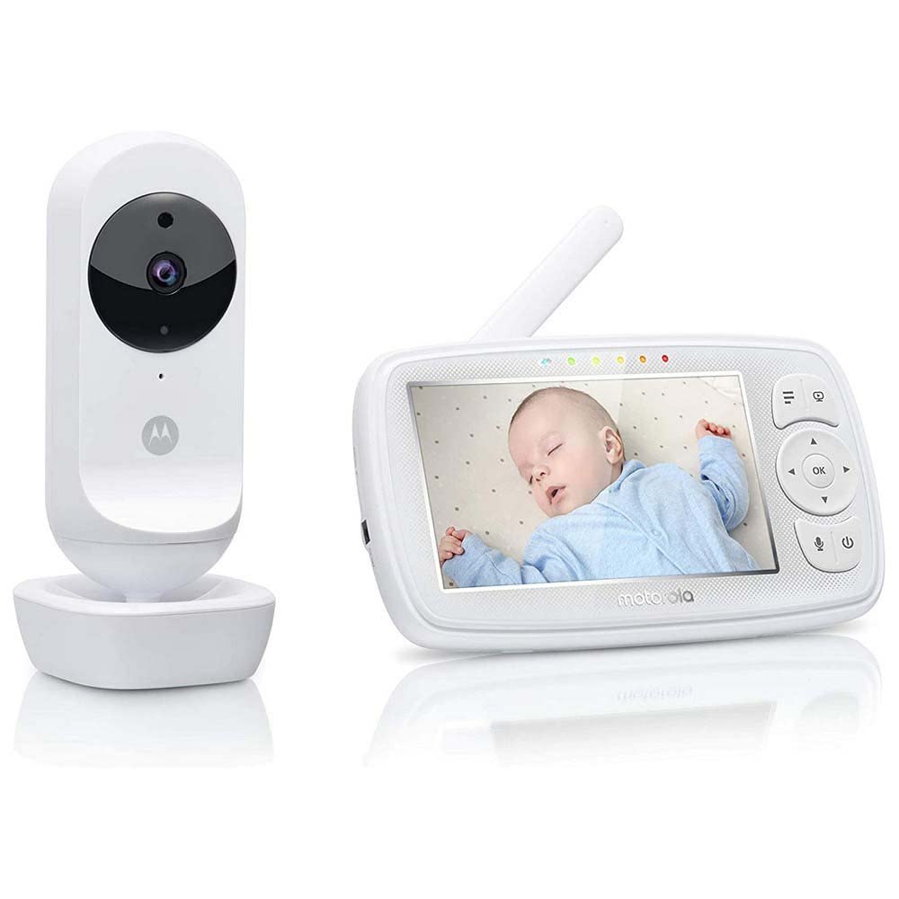 Motorola Nursery VM44 Connect - Wi-Fi Babyphone con cámara, Monitor de 4.3", Aplicación Motorola Nursery, Visión nocturna, nanas, micrófono, monitoreo de temperatura ambiente, 1 Unidad (Paquete de 1)