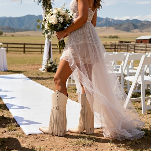 Grakihily Fringe Cowgirl Boots Women Knee High Western Cowboy boots — view 2
