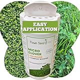 Micro Clover Seeds Perennial Flawn Seed Shaker Tube w/Soil Builder Enzyme Food & Compost Booster - Add to Lawn or Alternative to Lawn, Ground Cover, Eco & Pollinator Friendly (1000 Sq Ft)