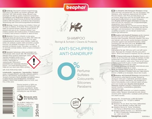 Beaphar Anti-Schuppen Shampoo für Hunde und Katzen, 250 ml