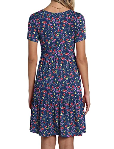Image of TAOHUADAO 2026 Summer Dresses for Women Short Sleeve Ruffle Casual Sundress with Pockets