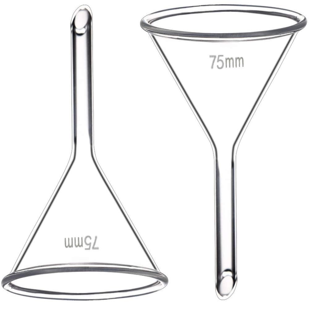 75mm Glass Funnel, Short Stem, Borosilicate Glass, Heavy Wall, Karter Scientific 213V1 (Case of 90)